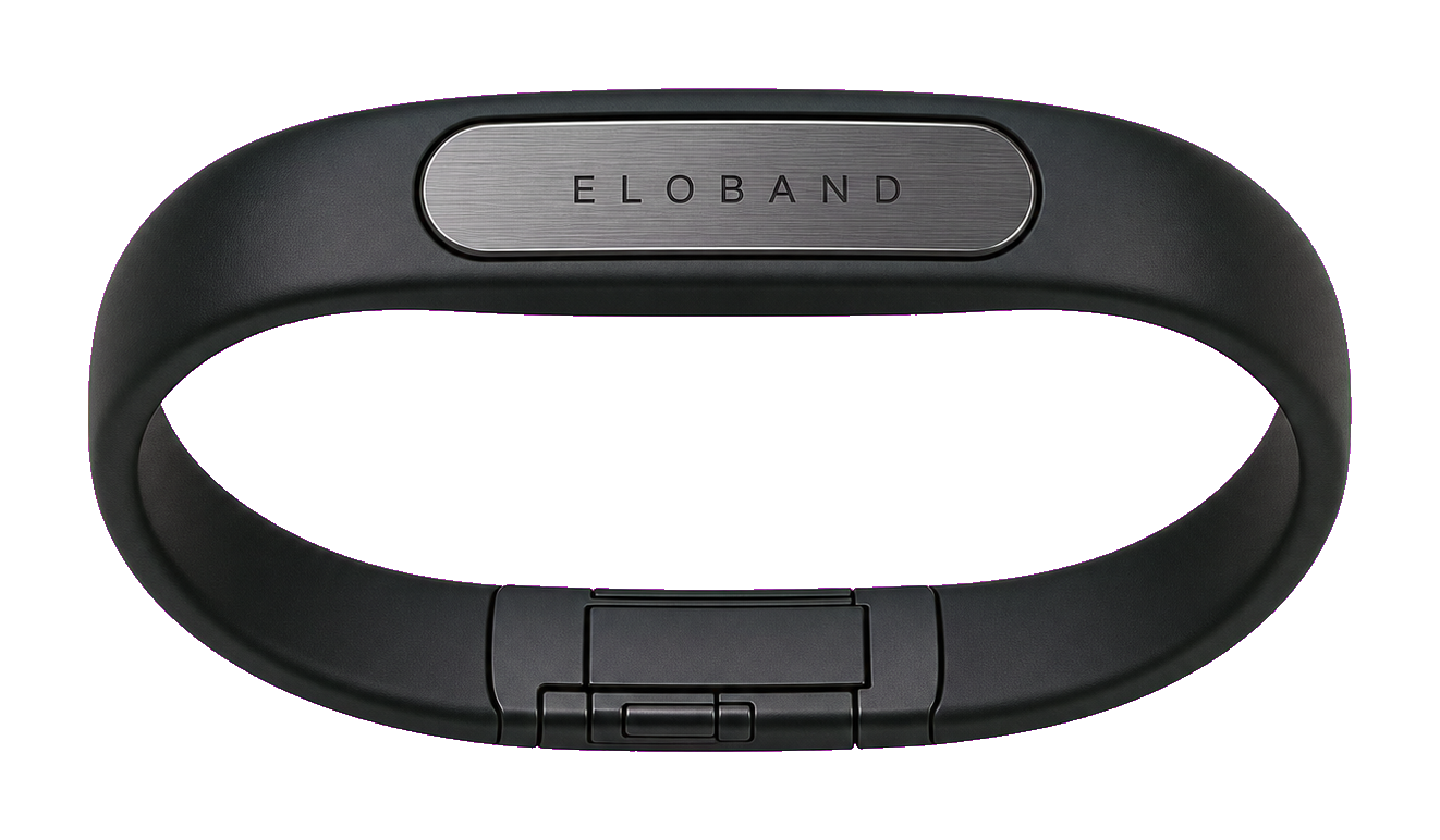 Top-down view of the EloBand bracelet showing the rank-inspired addon centered on the band